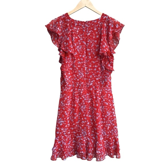 Bar 111 Red Blue Floral Ruffle Mini Dress Size 6 NEW - Picture 3 of 6